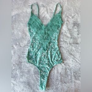 • Rue 21 • blue floral laced bodysuit